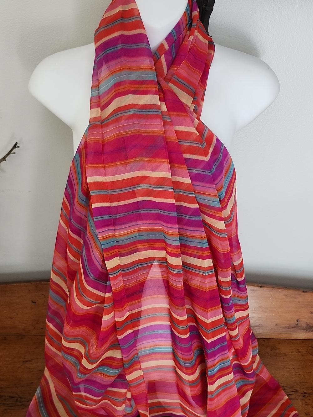 Accessorize Vibrant Multi-Stripe Sheer Ligjtweight Cover-up/Wrap/Shawl/Scarf